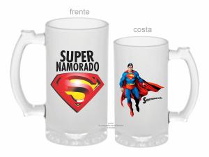 CANECA ZERO GRAU DIA DOS NAMORADOS - SUPER NAMORADO Vidro Jateada 475ml  Sublimação  