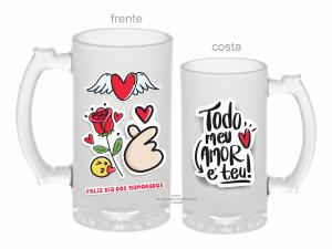 CANECA ZERO GRAU DIA DOS NAMORADOS - TODO O MEU AMOR É TEU Vidro Jateada 475ml  Sublimação  