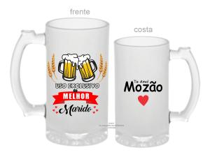 CANECA ZERO GRAU DIA DOS NAMORADOS - USO EXCLUSIVO DO MELHOR MARIDO Vidro Jateada 475ml  Sublimação  