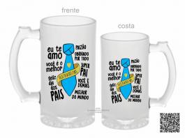 CANECA ZERO GRAU FELIZ DIA DOS PAIS Vidro Jateada 475ml  Sublimação  