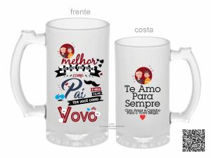 CANECA ZERO GRAU MELHOR DO QUE TER VOCÊ COMO PAI É MEUS FILHOS TÉREM VOCÊ COMO VOVÔ Vidro Jateada 475ml  Sublimação  