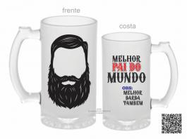 CANECA ZERO GRAU MELHOR PAI DO MUNDO. OBS: MELHOR BARBA TAMBÉM Vidro Jateada 475ml  Sublimação  