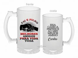 CANECA ZERO GRAU PAI E FILHO MELHORES AMIGOS PARA VIDA TODA Vidro Jateada 475ml  Sublimação  