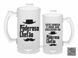 CANECA ZERO GRAU PODEROSO CHEFÃO Vidro Jateada 475ml  Sublimação  