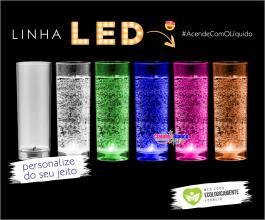 Copo long drink personalizado com LED, acionamento com adição de líquido de 320ml Polietileno 320ml    Neoplas