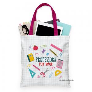 Ecobag dia dos professores - professora por amor Tecido Oxford 30cm de Largura x 35cm de Altura  Sublimação  