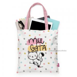 Ecobag mãe gata Tecido Oxford 30cm de Largura x 35cm de Altura  Sublimação  