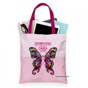 ECOBAG OUTUBRO ROSA - PREVENIR É UM ATO DE AMOR Tecido Oxford 30cm de Largura x 35cm de Altura  Sublimação  