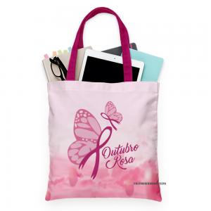 ECOBAG OUTUBRO ROSA Tecido Oxford 30cm de Largura x 35cm de Altura  Sublimação  