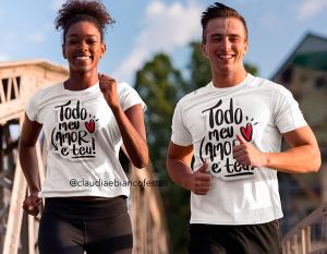 KIT CAMISETA DIA DOS NAMORADOS - TODO O MEU AMOR É TEU Tecido 100% Poliéster Estampa Colorida A3  Sublimação  