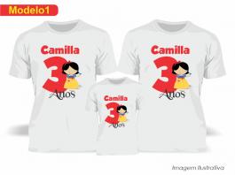 Kit Camiseta Temática Branca de Neve Tecido Poliéster Estampa Colorida A3  Sublimação  