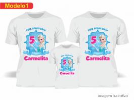 Kit Camiseta Temática Frozen Tecido Poliéster Estampa Colorida A3  Sublimação  