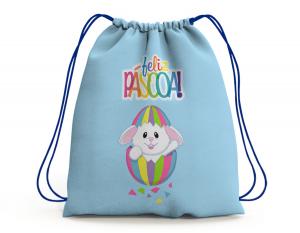 SACOCHILA FELIZ PÁSCOA - MOD01 Tecido 100% Poliéster (oxford)  Personalizado Frente e Verso Sublimação Cordão em Nylon 