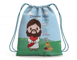 SACOCHILA FELIZ PÁSCOA - MOD16 Tecido 100% Poliéster (oxford)  Personalizado Frente e Verso Sublimação Cordão em Nylon 