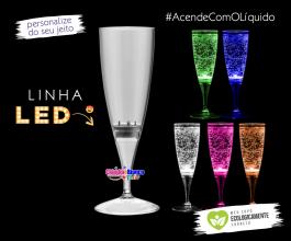 Taça de champanhe com LED acionamento com adição de líquido de 160ml Polietileno 160ml  Silk-Screen  Neoplas