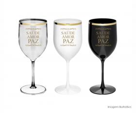 Taça de vinho gênova golden personalizada de 400ml Polietileno 400ml  Silk-Screen  